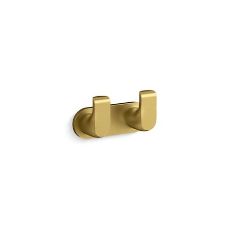 Kohler Avid Double Robe Hook Vibrant Brushed Moderne Brass 97500-2MB